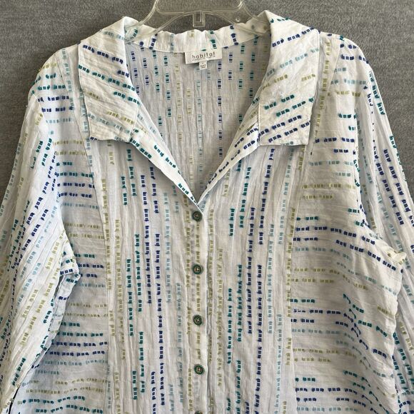 Habitat Lagenlook Tunic Top Large Artsy Art To Wear Textured Clipped Dobby Weave - Picture 2 of 12